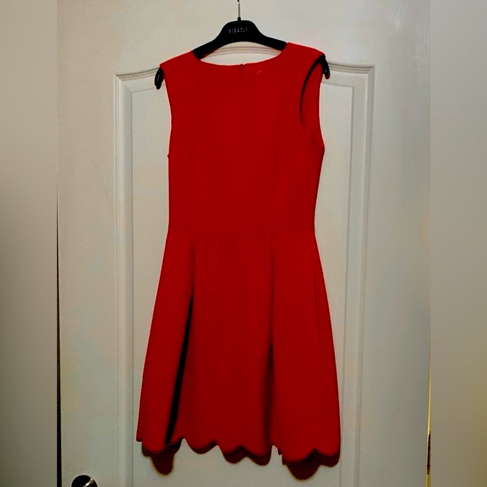 Claudie Pierlot Red Sleeveless Scallop Hem Dress 34